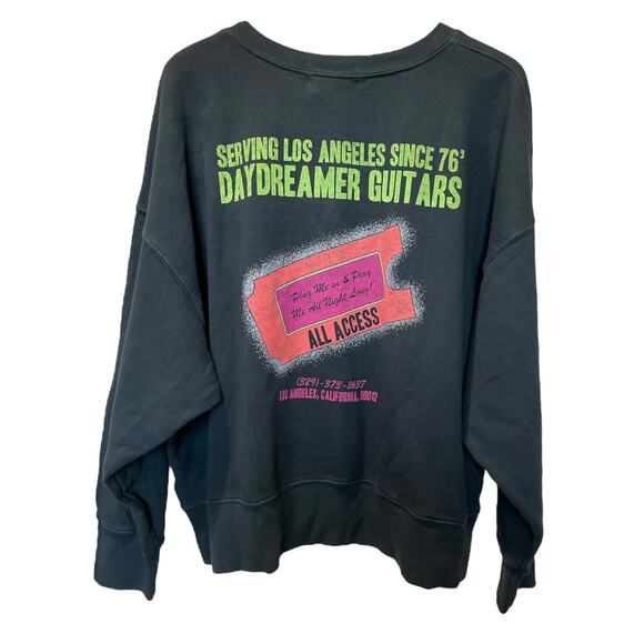 Daydreamer Street Guitar Shop Shrunken Crew Sweatshirt Vintage Black 2X NWT - Picture 7 of 10